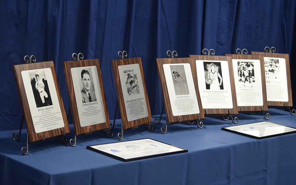 The awards from the 2021 Moravian Hall of Fame induction ceremony.