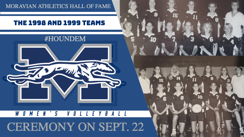 1998 and 1999 women's volleyball teams for Hall of Fame graphic.