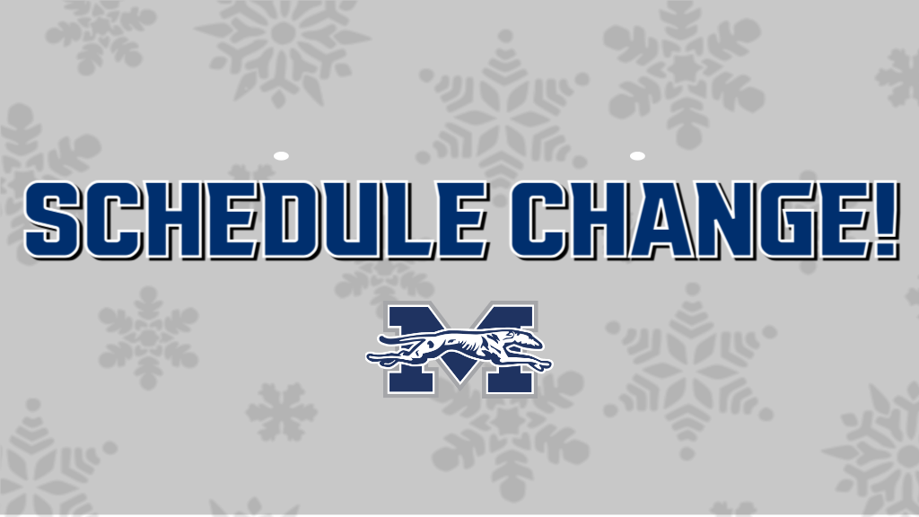 schedule change graphic with snowflakes