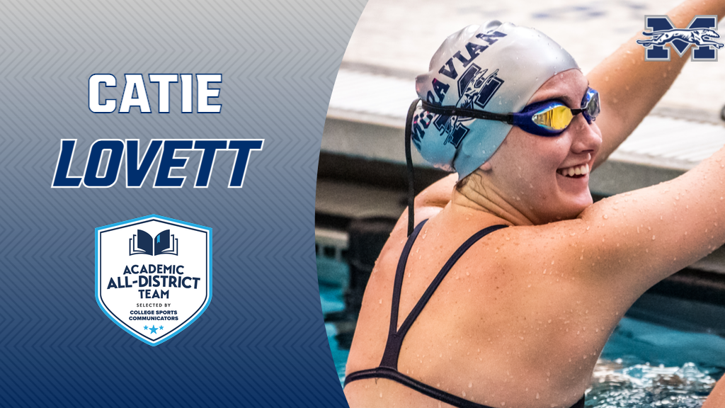 Catie Lovett in the pool for CSC Academic All-District graphic